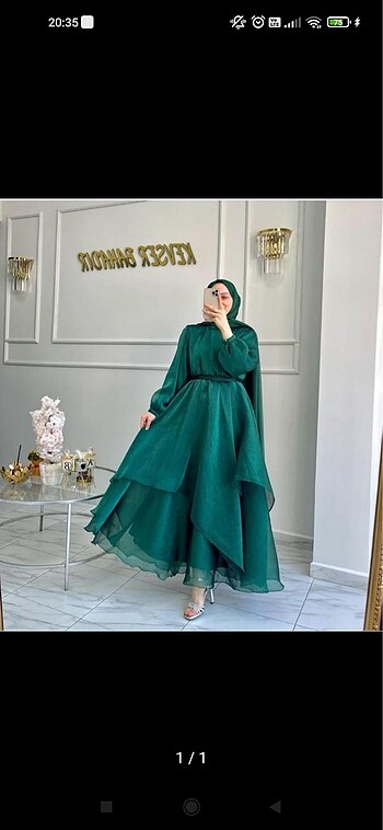 Mimoza yeşil abiye