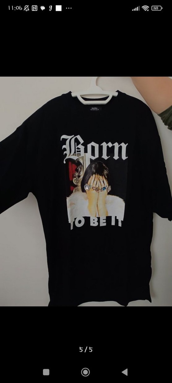 Baskılı Siyah Kısa Kollu tunik tarzı hamile için de uygun - Görsel 3