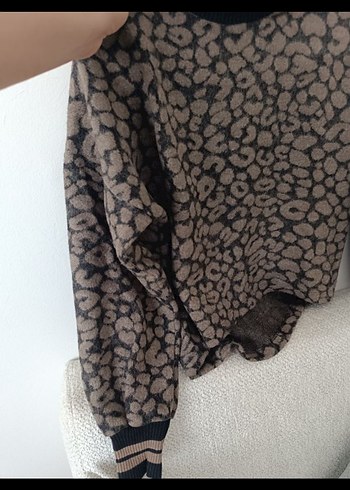 Dik Yaka, Uzun Kollu, Desenli Kadın Triko - Görsel 4