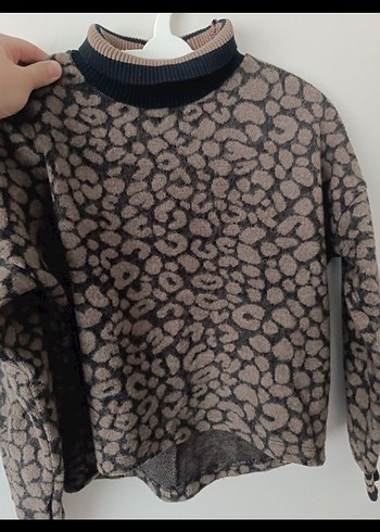 Dik Yaka, Uzun Kollu, Desenli Kadın Triko - Görsel 3