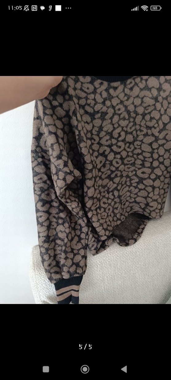 Dik Yaka, Uzun Kollu, Desenli Kadın Triko - Görsel 4