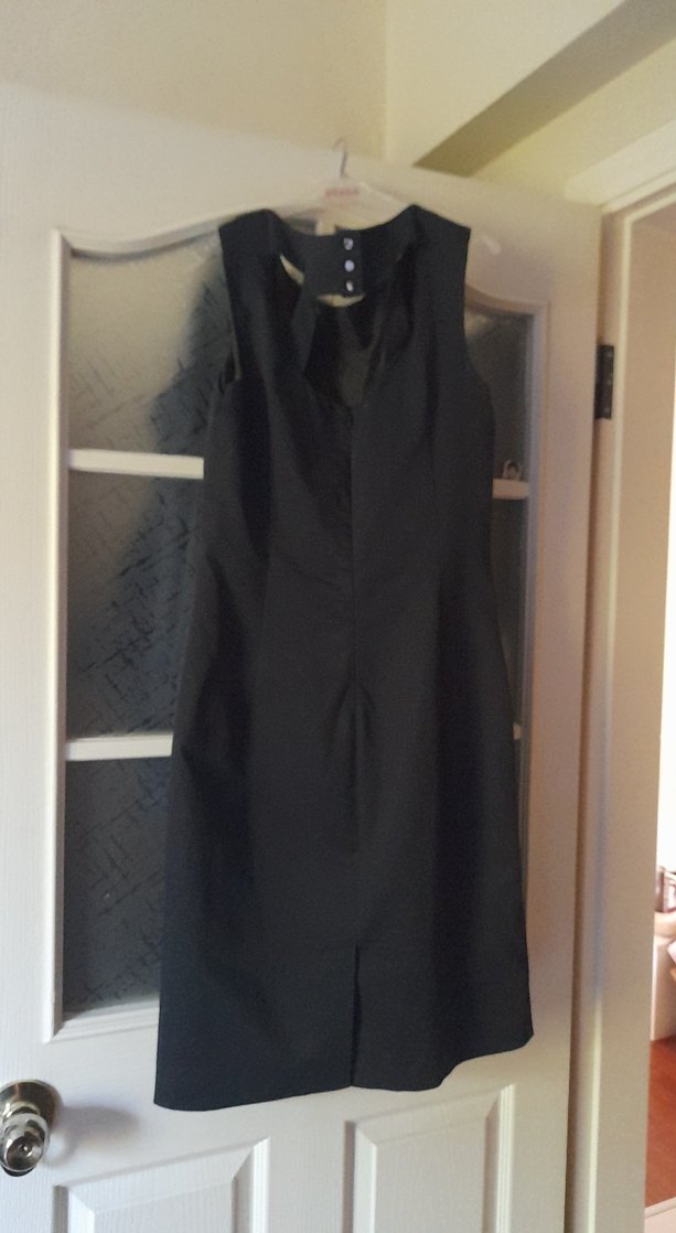 Siyah Drapeli Kolsuz ofis elbisesi - Görsel 2