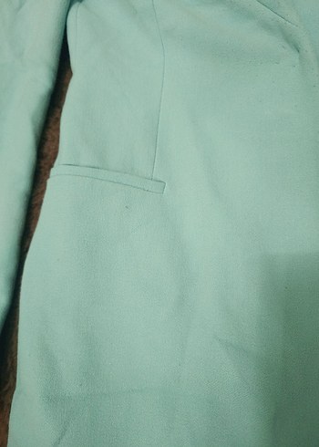 ZARA  Mavi renkte Düğmeli Uzun Kadın ceket - Görsel 5