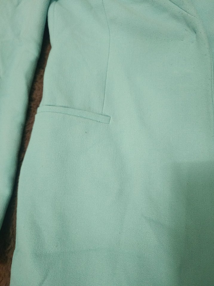 ZARA  Mavi renkte Düğmeli Uzun Kadın ceket - Görsel 5