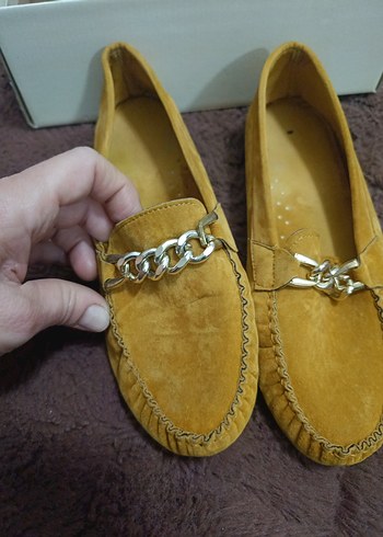 hardal sarısı Kadın Süet Babet - Görsel 2