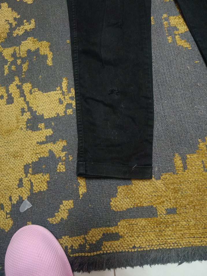 Siyah Bol Kesim Kot Pantolon - Görsel 5