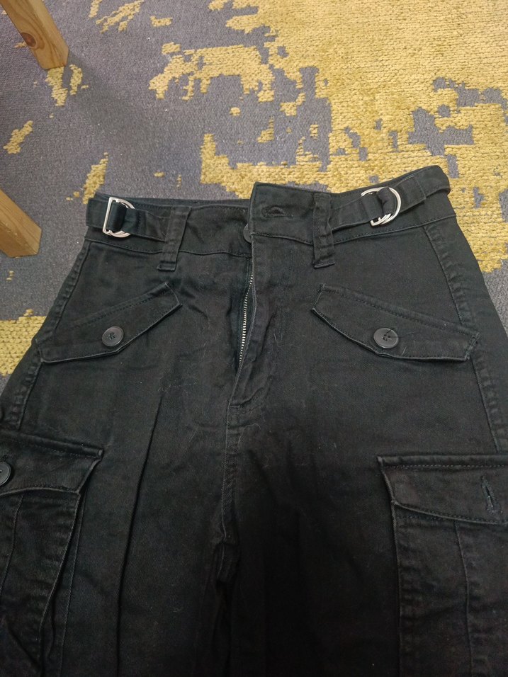 Siyah Bol Kesim Kot Pantolon - Görsel 2