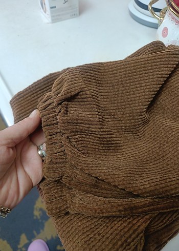 Kadın Kahverengi Bol Kesim Kumaş Pantolon - Görsel 8