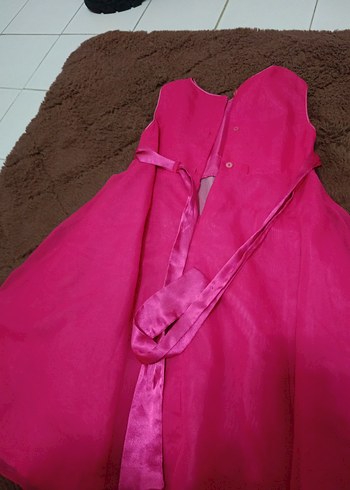 Pembe Drapeli Kolsuz Kız Elbisesi - Görsel 6