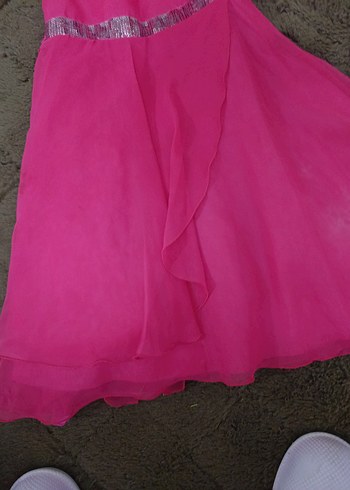 Pembe Drapeli Kolsuz Kız Elbisesi - Görsel 2