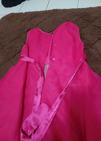 Pembe Drapeli Kolsuz Kız Elbisesi - Görsel 5