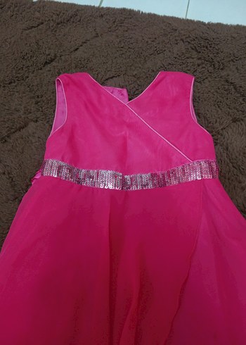 Pembe Drapeli Kolsuz Kız Elbisesi - Görsel 3