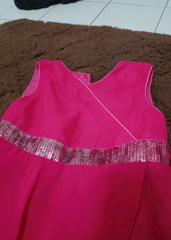 Pembe Drapeli Kolsuz Kız Elbisesi - Görsel 4