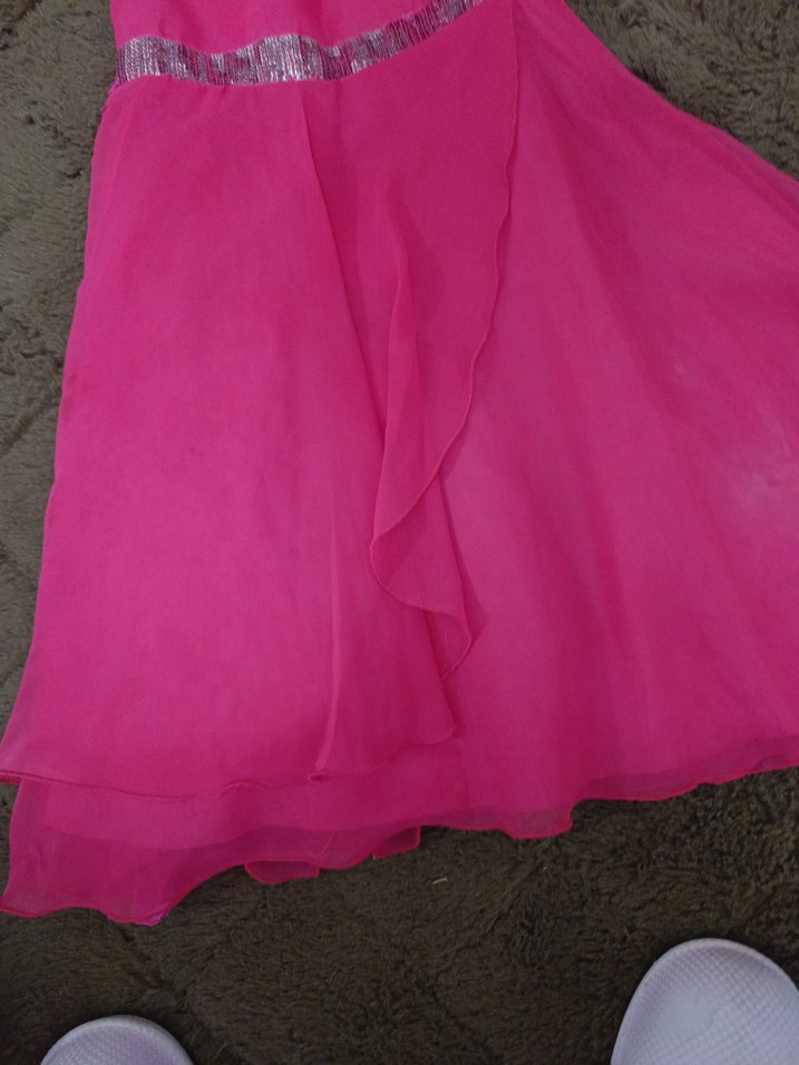 Pembe Drapeli Kolsuz Kız Elbisesi - Görsel 2