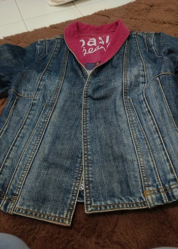 Pembe Detaylı Kadın Denim Ceket - Görsel 9