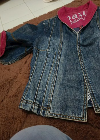 Pembe Detaylı Kadın Denim Ceket - Görsel 13