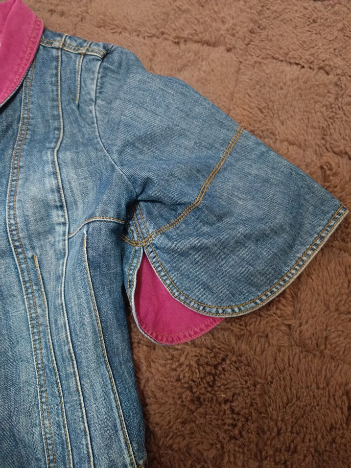 Pembe Detaylı Kadın Denim Ceket - Görsel 3