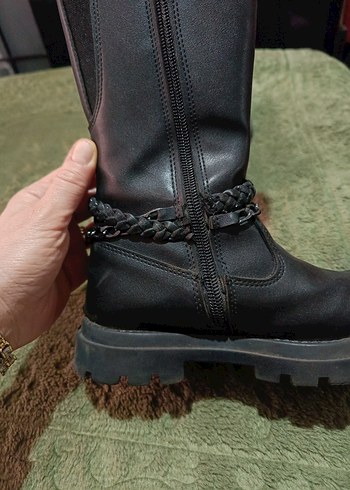 Zincir Detaylı Kahverengi Deri Gotik Stiletto Bot - Görsel 4