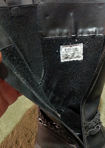 Zincir Detaylı Kahverengi Deri Gotik Stiletto Bot - Görsel 5