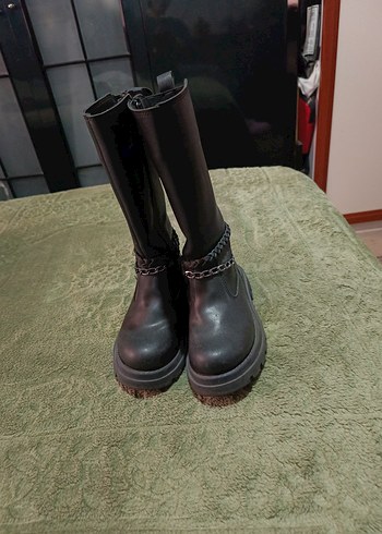 Zincir Detaylı Kahverengi Deri Gotik Stiletto Bot - Görsel 2