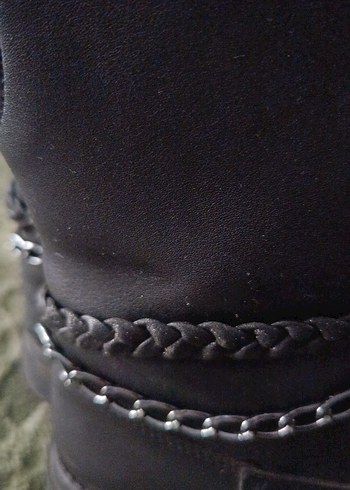 Zincir Detaylı Kahverengi Deri Gotik Stiletto Bot - Görsel 10