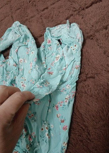 Kızlar için Turkuaz Dantel Detaylı Tulum - Görsel 6