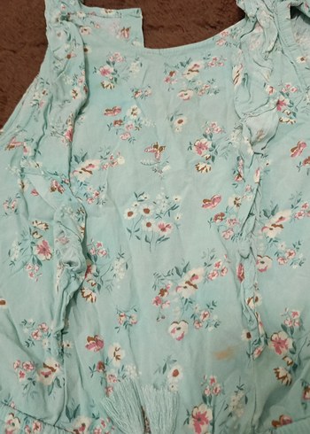 Kızlar için Turkuaz Dantel Detaylı Tulum - Görsel 10