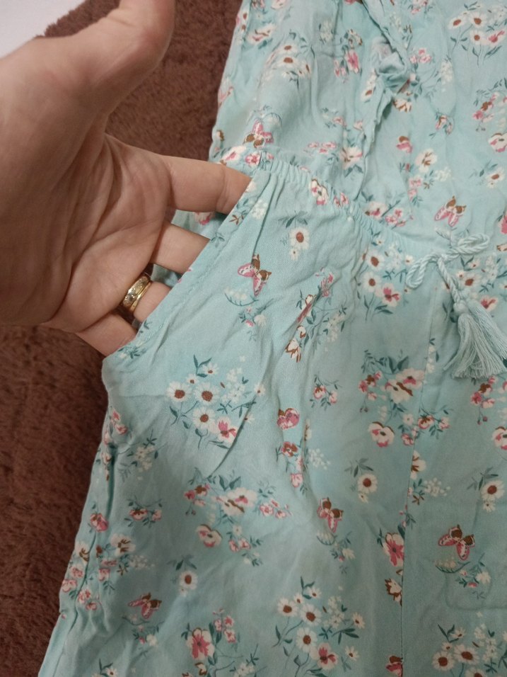 Kızlar için Turkuaz Dantel Detaylı Tulum - Görsel 4