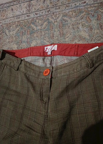 Düğmeli Kahverengi Kadın Kumaş Pantolon - Görsel 6