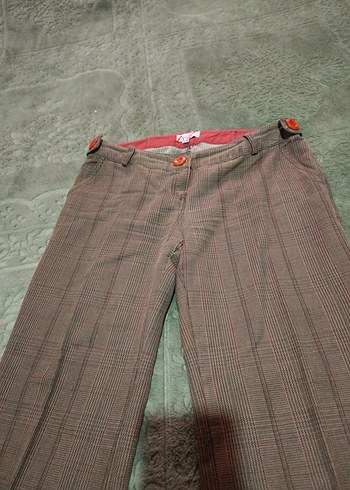 Düğmeli Kahverengi Kadın Kumaş Pantolon - Görsel 8