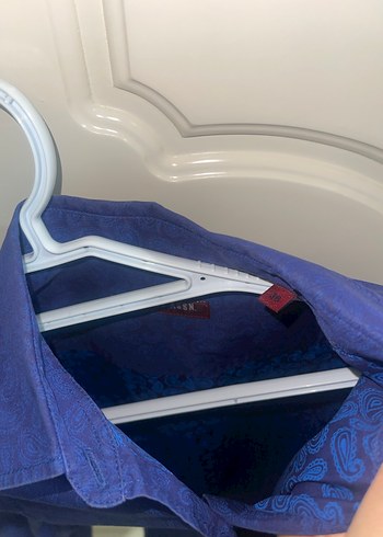 Lacivert Desenli Uzun Kollu Kadın Gömlek - Görsel 3