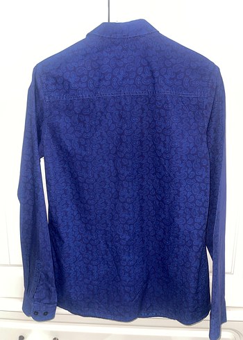 Lacivert Desenli Uzun Kollu Kadın Gömlek - Görsel 4