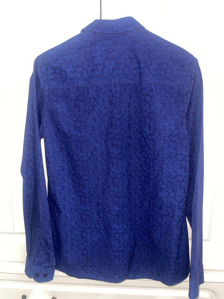 Lacivert Desenli Uzun Kollu Kadın Gömlek - Görsel 4