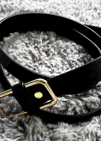 Siyah Deri Deliksiz Kadın Kemer - Görsel 3