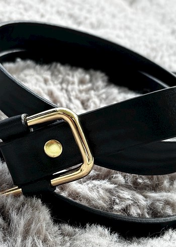 Siyah Deri Deliksiz Kadın Kemer - Görsel 2