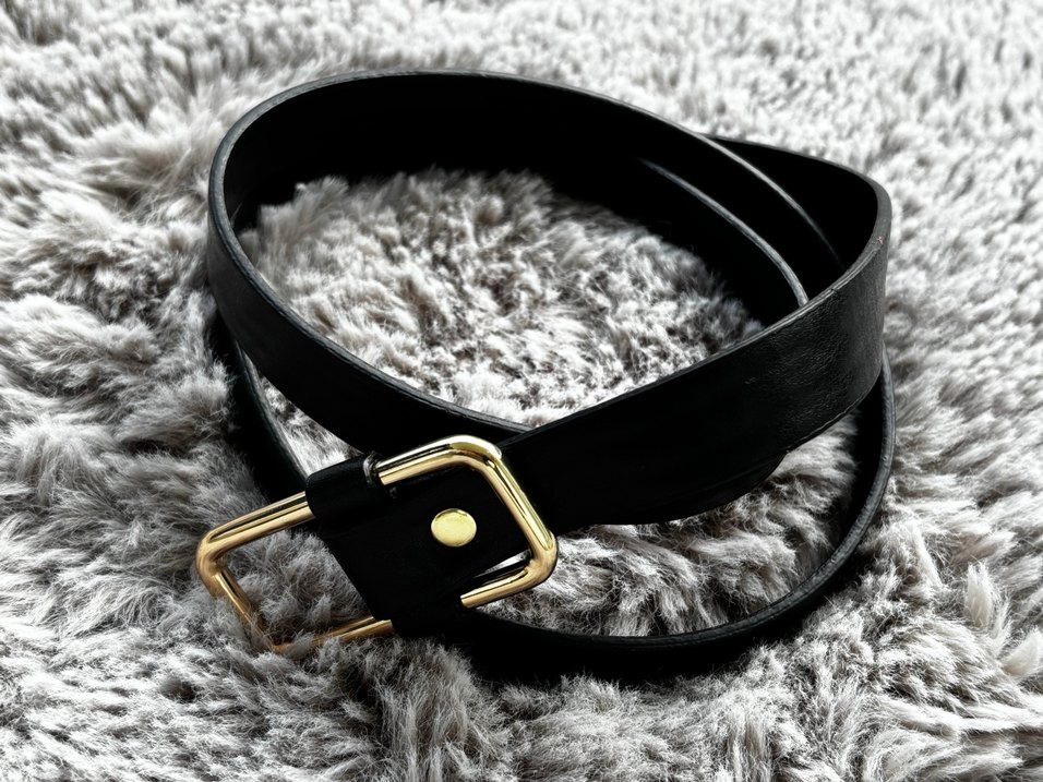 Siyah Deri Deliksiz Kadın Kemer - Görsel 3