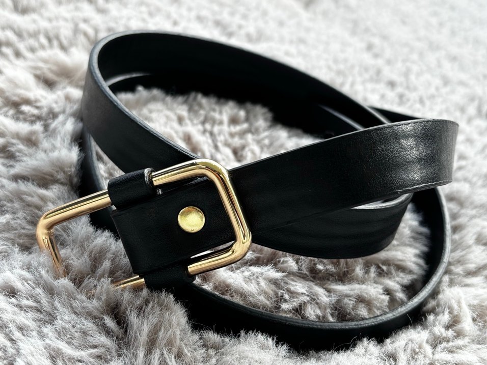 Siyah Deri Deliksiz Kadın Kemer - Görsel 2