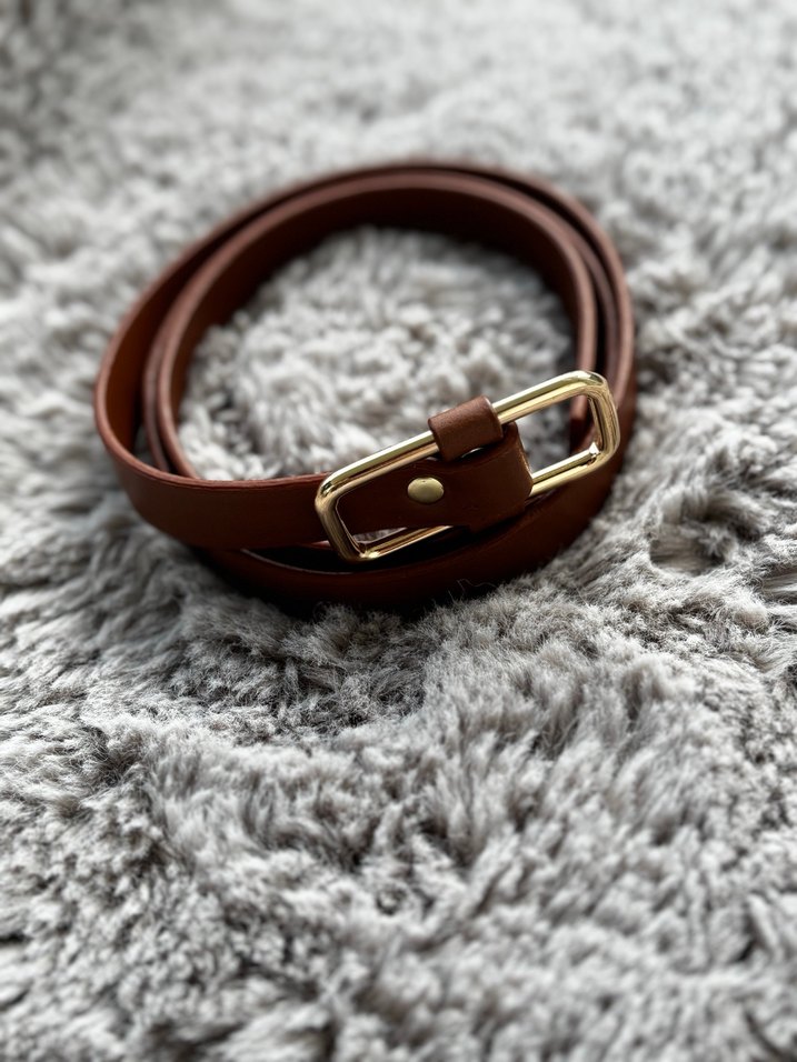 Kahverengi Deri Deliksiz Tokalı Kadın Kemer - Görsel 2