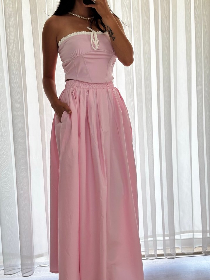 Pembe fırfırlı crop - Görsel 2