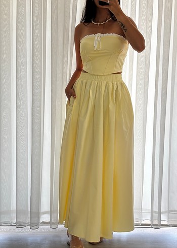 Sarı Straplez Mini Büzgülü Bustiyer - Görsel 2