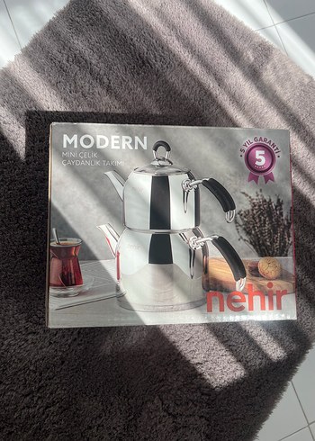 Nehir Modern Mini Çelik Çaydanlık Takımı