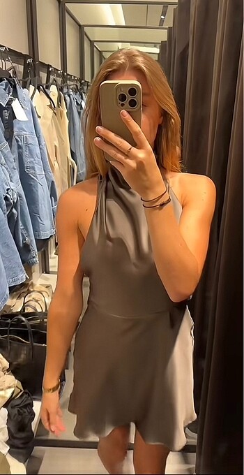 s Beden Zara Siyah Saten Elbise