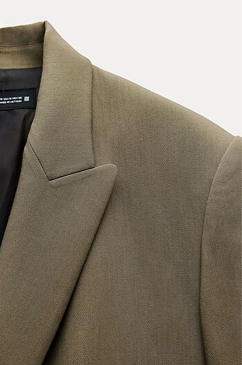 l Beden haki Renk Zara Kruvaze Oversize Blazer