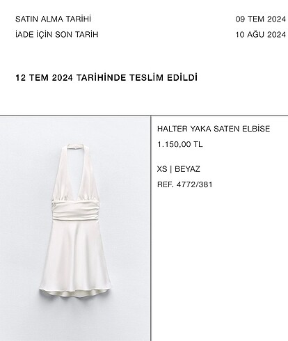 xs Beden beyaz Renk Zara Halter Yaka Saten Elbise