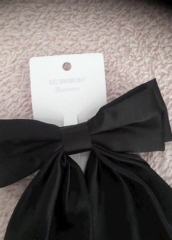 Siyah İpek Görünümlü Fiyonk Saç Aksesuarı - Görsel 2