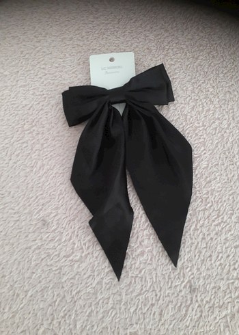 Siyah İpek Görünümlü Fiyonk Saç Aksesuarı - Görsel 3