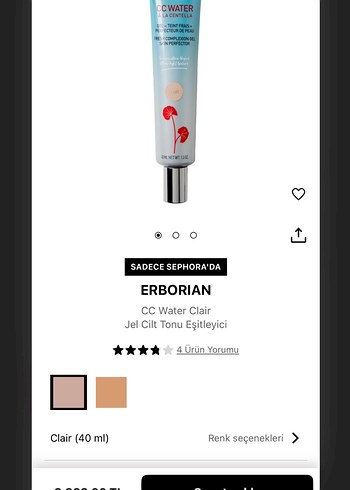 Erborian CC Water Clair Jel Cilt Tonu Eşitleyici 40 ml