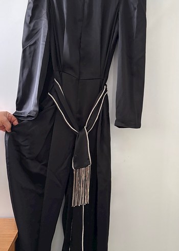 Siyah Uzun Kadın Tulum - Görsel 2