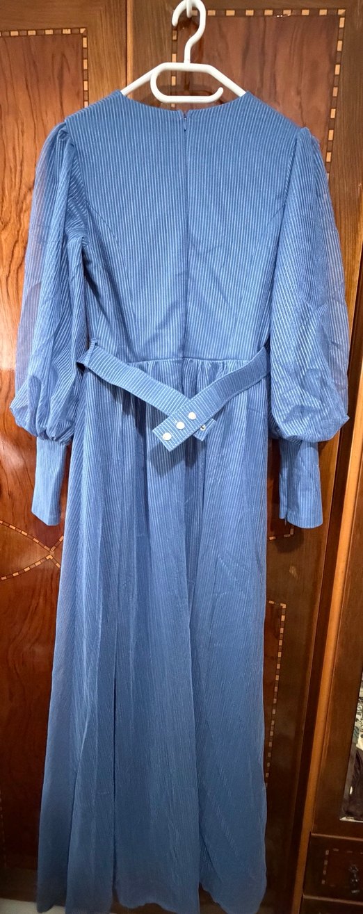 Mavi Kemerli Uzun Elbise - Görsel 3