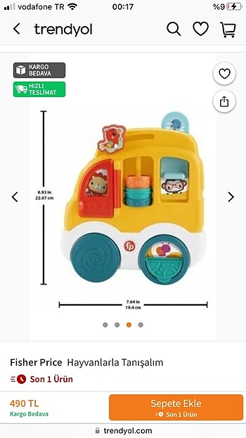 Beden Fisher Price Hayvanlarla tanışalım